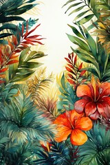Watercolor leaves with empty space on white background, Generated with AIvector graphic ,