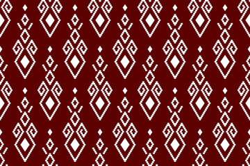 Red traditional ethnic pattern paisley flower Ikat background abstract Aztec African Indonesian Indian seamless pattern for fabric print cloth dress carpet curtains and sarong