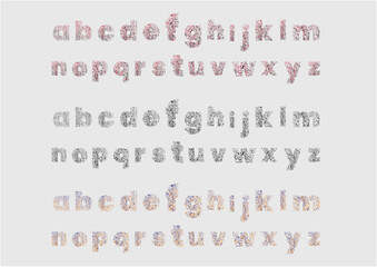 Small Alphabet Grunge Texture, Colorful Grunge Alphabets, English Alphabets in Dirty Form