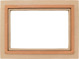 A wide, thick layered wooden photo or art frame, empty as placeholder or art or merchandise. 