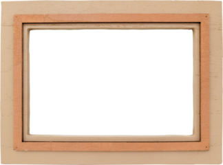 A wide, thick layered wooden photo or art frame, empty as placeholder or art or merchandise. 