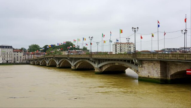 Bridge crossing the river Adur in the ancient city of Bayonne in southern France.