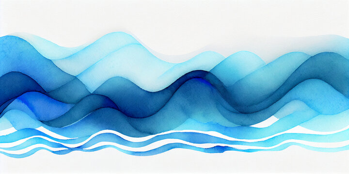 Abstract wavy lines, water wave background, blue isolated wavy boarder for copy space text. Curvy teal lines e flowing motion web banner, backdrop. Pool, ocean waves cartoon graphic for summer travel 