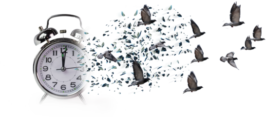 time clock breaking in  flying pieces time pass memory loss future new era feelings