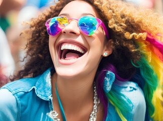 Obraz premium portrait of a woman wear glasses smiling face