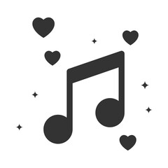 Vector illustration of love music icon in dark color and transparent background(PNG).