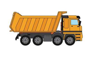 Kids drawing Cartoon Vector illustration dumptruck Isolated on White Background