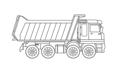 Hand drawn Kids drawing Cartoon Vector illustration dumptruck Isolated on White Background