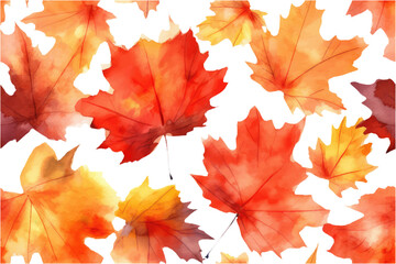 Naklejka na ściany i meble watercolor set vector illustration of maple leaves isolate on white background