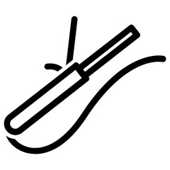 Simple Hair Curling Monochrome Icon. SVG Vector
