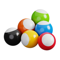 Billiard balls isolated. Sports, fitness and game symbol icon. 3d Render illustration.