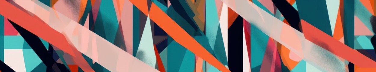 Obraz premium Contemporary colorful trendy abstract striped pattern. Stylish collage pattern. Fashionable template for design, Generative AI