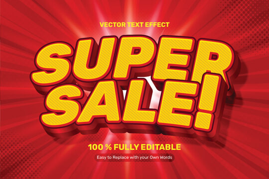 3D Super Sale Vector text Effect