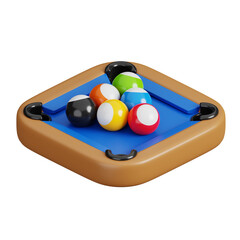 Billiard tables with balls isolated. Sports, fitness and game symbol icon. 3d Render illustration.