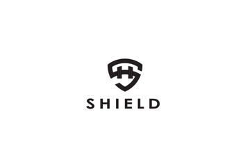 shield logo design with letter SH