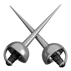 Fencing sword isolated. Sports, fitness and game symbol icon. 3d Render illustration.