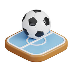 Futsal ball on field isolated. Sports, fitness and game symbol icon. 3d Render illustration.