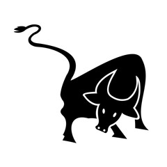 illustration of a silhouette of a bull, vector icon