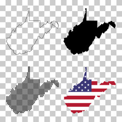 Set of West Virginia map shape, united states of america. Flat concept icon symbol vector illustration