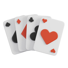 Poker card. Pikes, spades, clovers, hearts, tiles, diamonds isolated. Sports, fitness and game symbol icon. 3d Render illustration.
