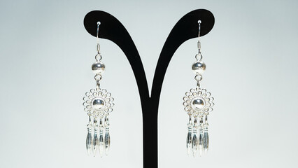 Beautiful jewelry display on white background