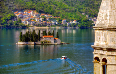 St George Island in the Bay of Kotor at Perast in Montenegro, with St George Benedictine Monastery