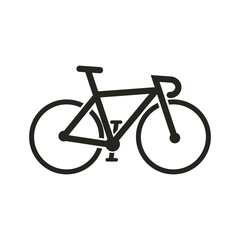Fototapeta premium Isolated illustration of black icon vintage modern bicycle, road bike icon, sport bike symbol with big wheel, pedal, saddle