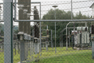 an electrical substation and electricity transformer