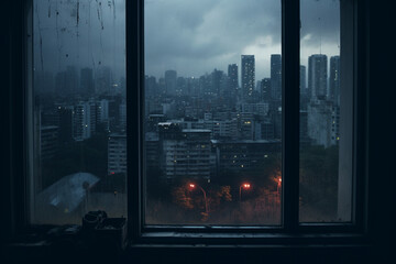 The view of the city from a window, aesthetic look