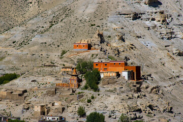 A gompa gumba monastery in Ghiling Village of Upper Mustang in the Himalayas of Nepal