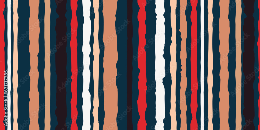 Poster Curves, jagged lines, alternative columns of stripes, creating a stylish minimalistic design. Vector for print, interior, wallpaper. Stylish and seamless design.