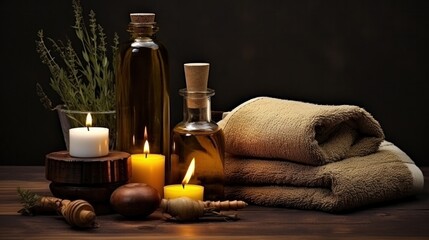 Obraz na płótnie Canvas Spa set for aromatherapy
