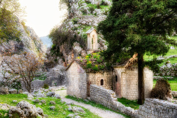 The Ruins of the Tiny Church of St John in the Small Valley behind Kotor Fortress, Montenegro