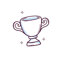 Hand Drawn Trophy icon. winner trophy. Doodle sketch Vector Illustration
