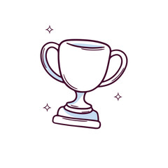 Hand Drawn Trophy icon. winner trophy. Doodle sketch Vector Illustration