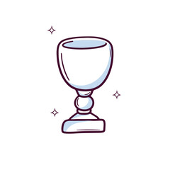 Hand Drawn Trophy icon. winner trophy. Doodle sketch Vector Illustration