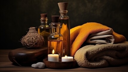 Obraz na płótnie Canvas Spa set for aromatherapy