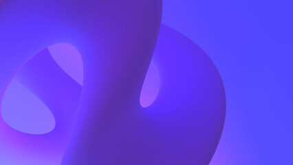 Abstract twisted 3d shape render. Glowing purple blue curved element on blue lilac gradient background. Futuristic technology backdrop for poster, cover, banner, landing page, presentation, web design