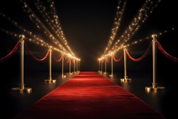 Red carpet with lights in the spotlight