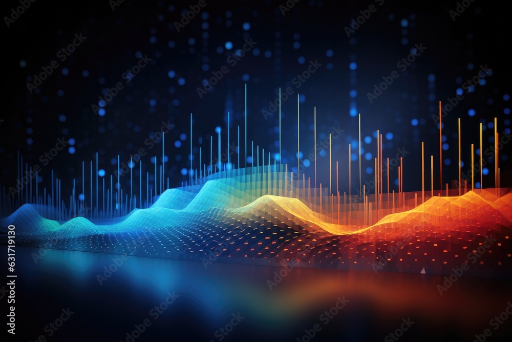 Poster abstract colorful digital sound wave on dark technology background. abstract technology background. 