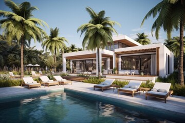 Fototapeta na wymiar Modern villa with swimming pool