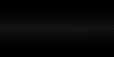 Abstract black and white background with curve lines and waves. Diagonal lines halftone effect. 