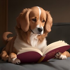 Discover the power of education and business acumen through this adorable image of a dog reading a book. Emphasizes the importance of knowledge and learning for success. 📚🐶