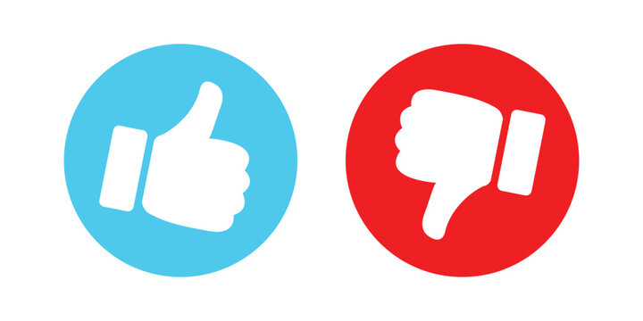 like and deslike icon button, Thumbs up and down, social media vector .	
