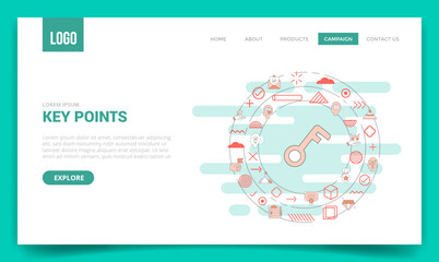 key points concept with circle icon for website template or landing page homepage