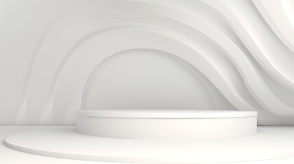 Abstract minimalistic monochrome scene with geometric shapes. White visualization AI