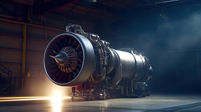 Turbo-jet engine of the plane, close up