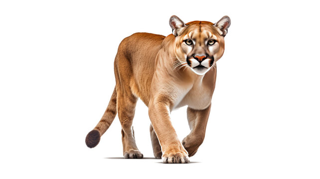 Wild animal cougar photo realistic on transparent white background