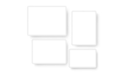 Clay Tablet Computer With Blank Screens, Vertical and Horizontal Mockup. Vector Illustration