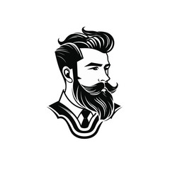 Vector logo of barbershop, minimalistic, black and white